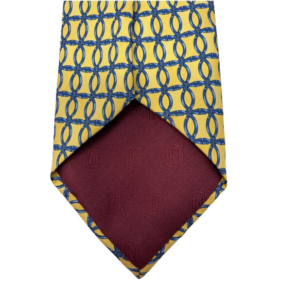 Nordstrom Made In Italy 100% Silk Tie Gold & Blue Chain Pattern  61.5" L x 3.75" - Picture 5 of 6